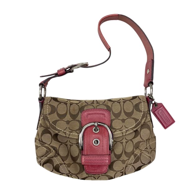 코치 y2k 핑크 꽈배기 숄더백