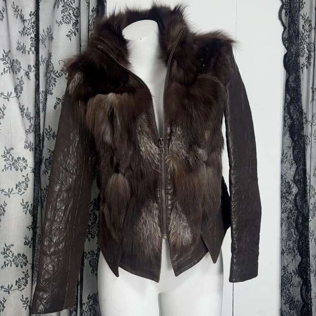 Panel Fur Leather Jacket
