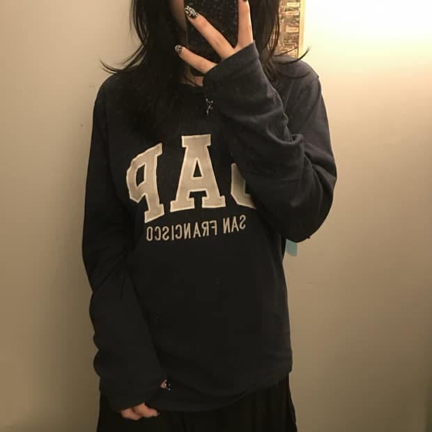GAP 갭 로고 네이비 롱슬리브