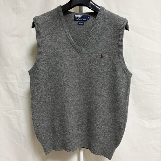 폴로 랄프로렌 V넥 울 니트 베스트 / 그레이, M