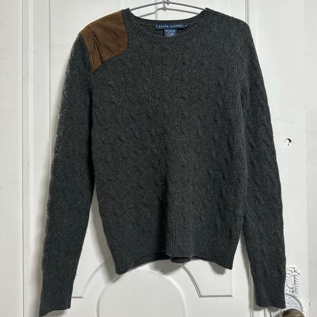 랄프로렌 캐시미어 울 레더패치 니트