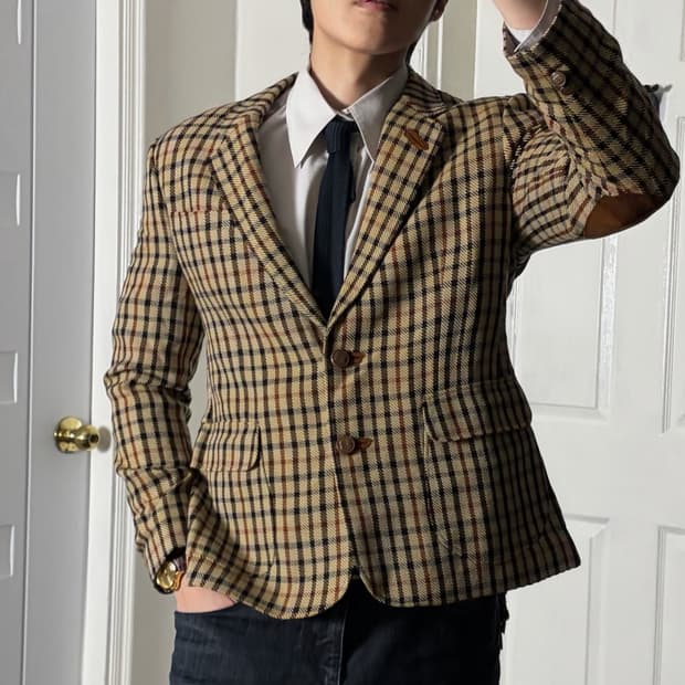 닥스 체크 블레이저 울100% 포엣코어