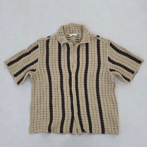 [XL] 자라 스트라이프 코바늘 셔츠 0219J