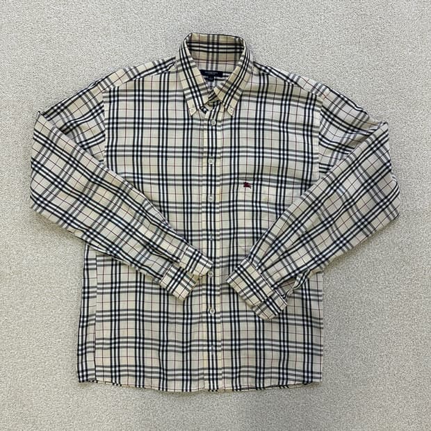 L 고급 체크 긴팔셔츠 (단추1개x)  0317D