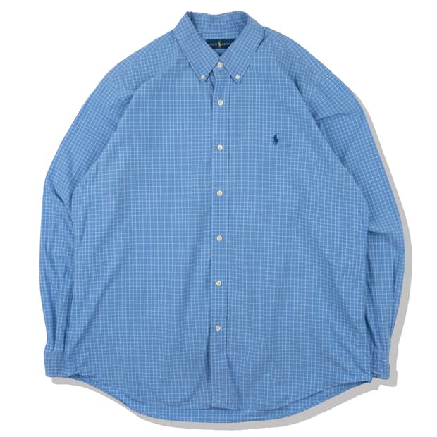Ralph Lauren 블루 윈도우페인체크 버튼다운셔츠
