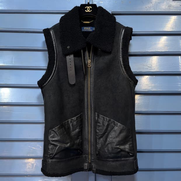 폴로 랄프로렌 B-3 리얼 퍼 레더 베스트