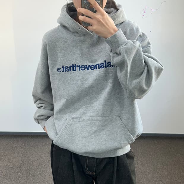 Thisisneverthat 디스이즈네버댓 네이비 로고 그레이 후드티 