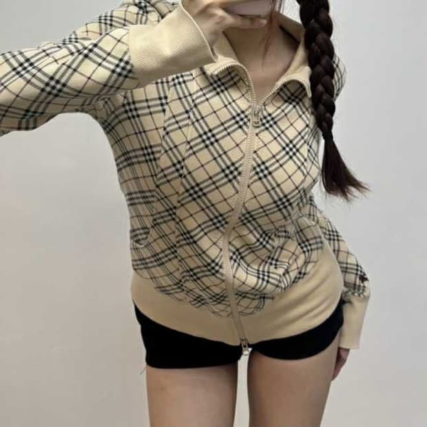 버버리 노바체크 일본판 블루라벨 투웨이 걸즈 트랙탑 희귀져지