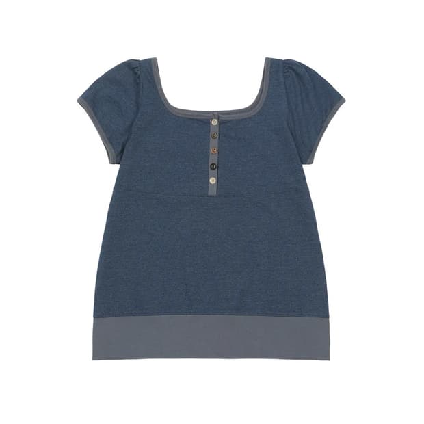 새상품 오헤시오 SQUARE NECK JERSEY BLOUSE, BLUE