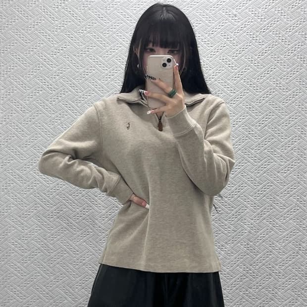 폴로 랄프로렌 컨트리 빈티지 오트밀 반집업 니트 S C10139