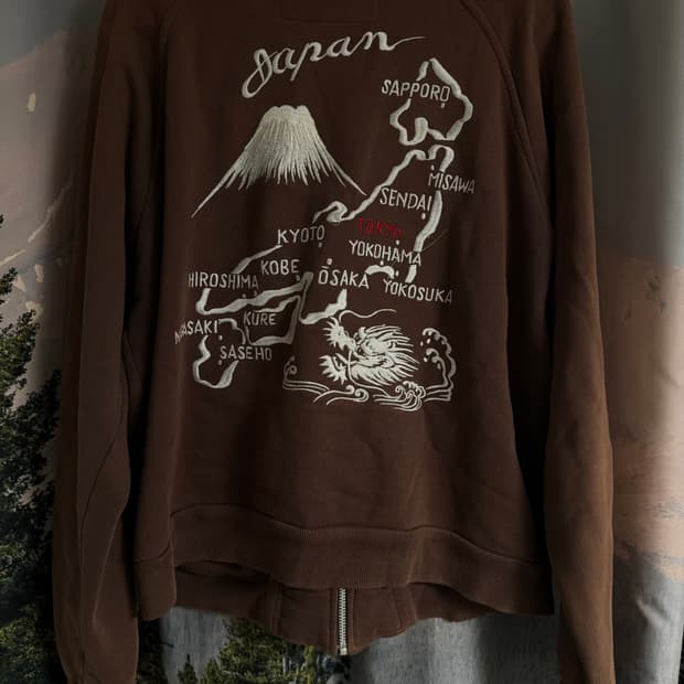 houston vintage japan 자수 집업 자켓