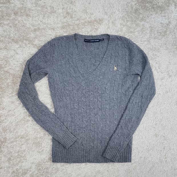 랄프로렌 스포츠 여성 v넥 울 니트 그레이 s (폴로)