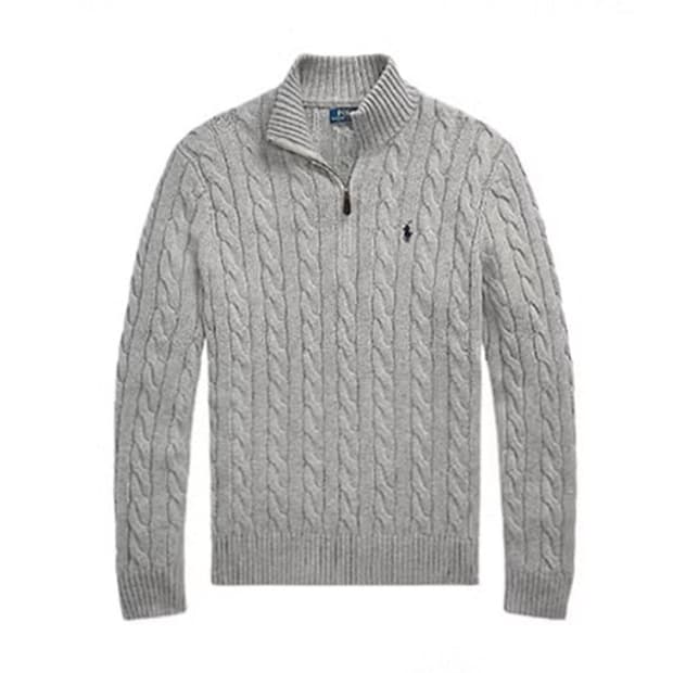 폴로 랄프로렌 신형 케이블 니트 반집업 그레이 XL