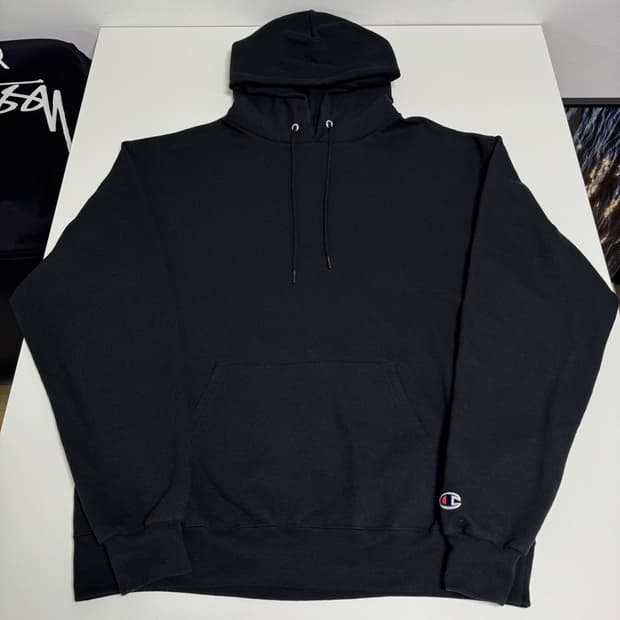 챔피온 블랙 후드티 L