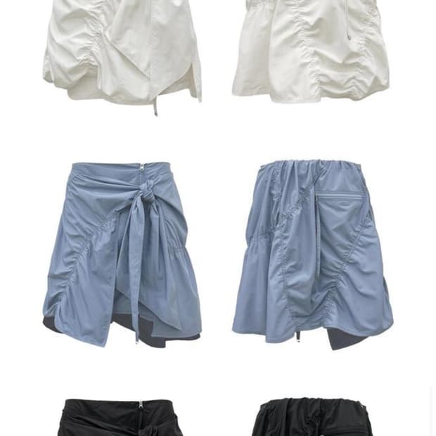 Nache PUCKERING TIE SKIRT BLUE GRAY