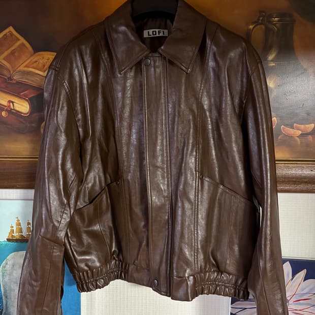 로파이 비건레더자켓 브라운
