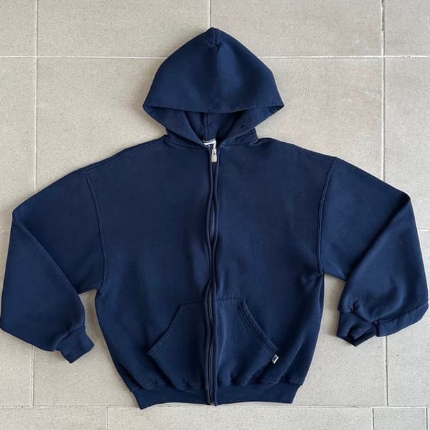 90s 빈티지 러셀 후드집업 네이비 L