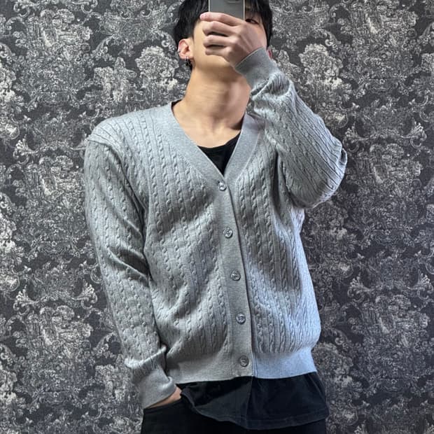 vintage 빈티지 브이넥 꽈배기 가디건