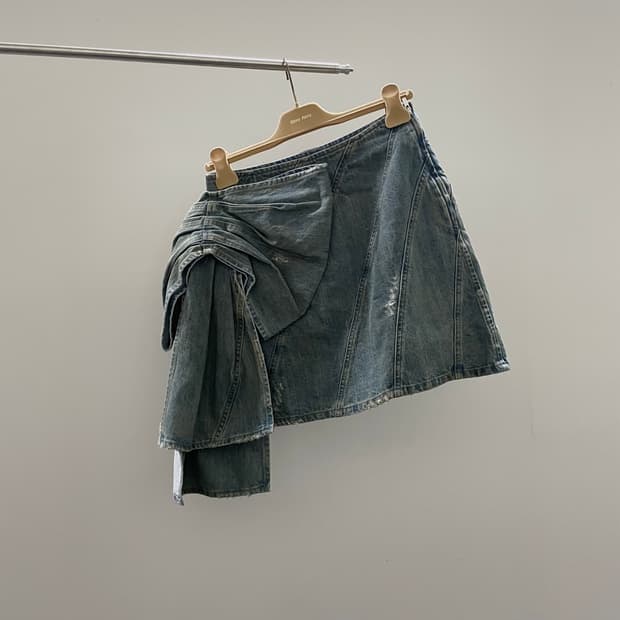 (W) 미우미우 리본 데님 스커트