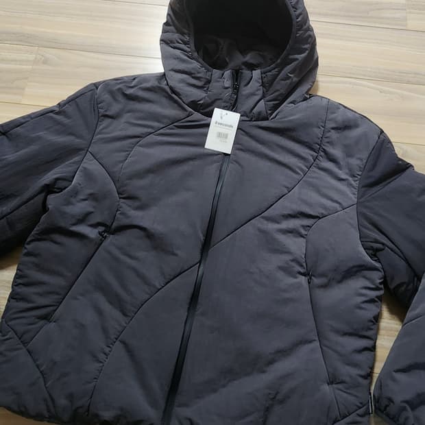 에잇세컨즈후드절개경량패딩점퍼차콜L