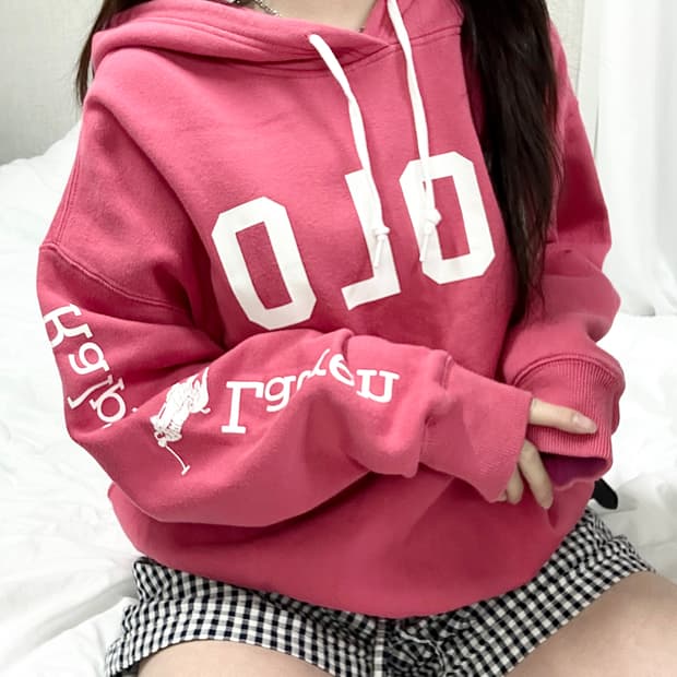 폴로 신형 빅로고 핑크 후드