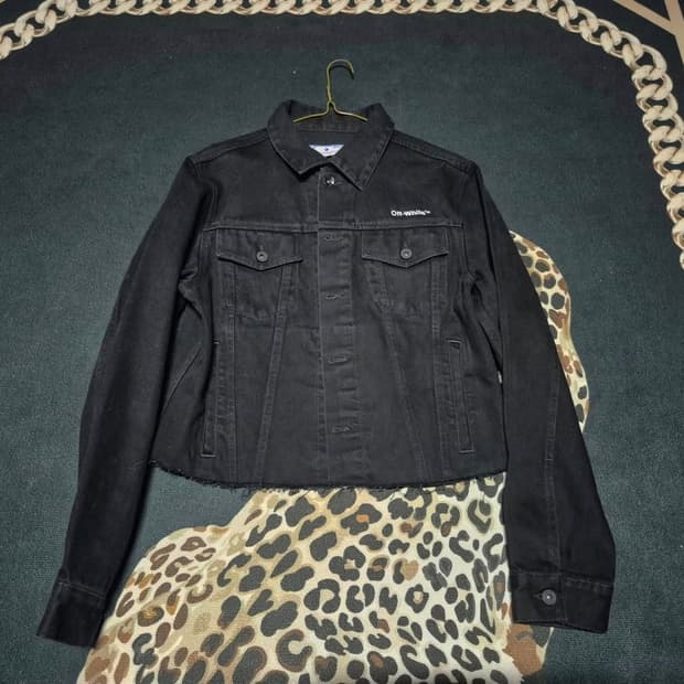 오프화이트 디아그 프린팅 애로우 커팅 데님 자켓 s 정품