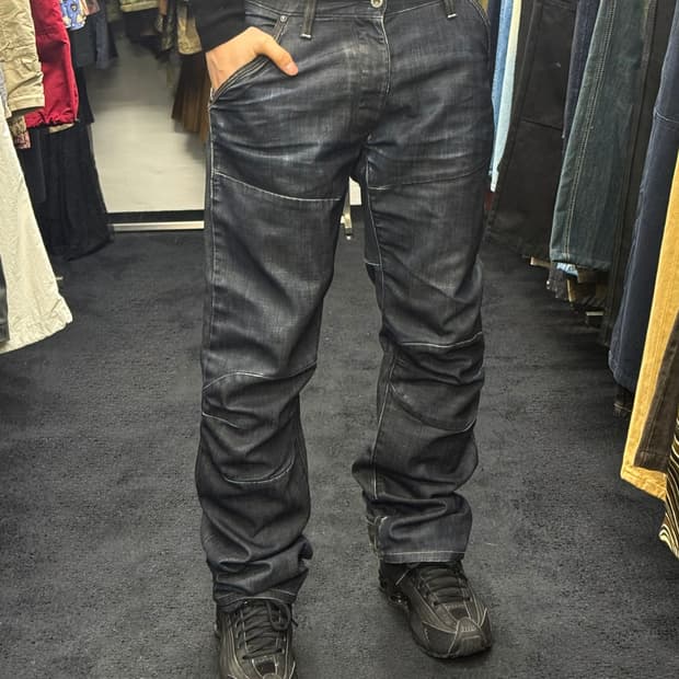 지스타 로우 인디고 데님 코팅진 33 워싱 바이커 라이더 고스 펑크 락