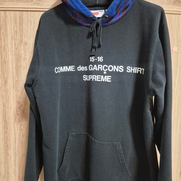 15-16 슈프림 꼼데 체크 후드 m