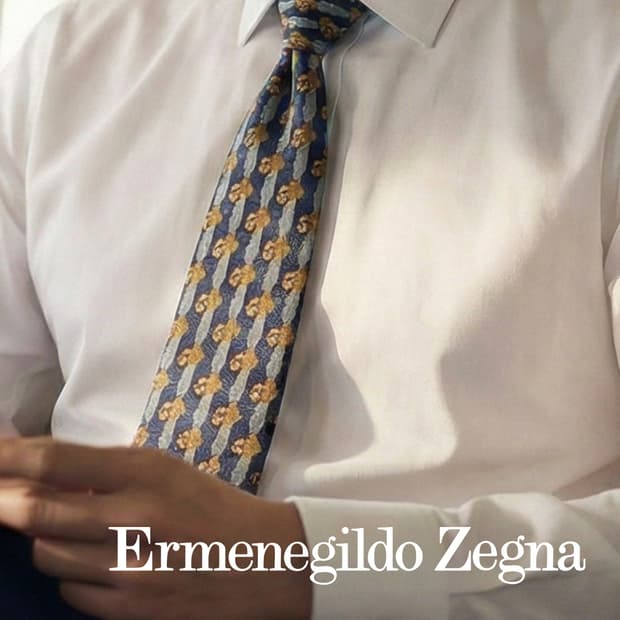 제냐 실크 네이비 기하 패턴 넥타이 10.1cm A+등급 K1791
