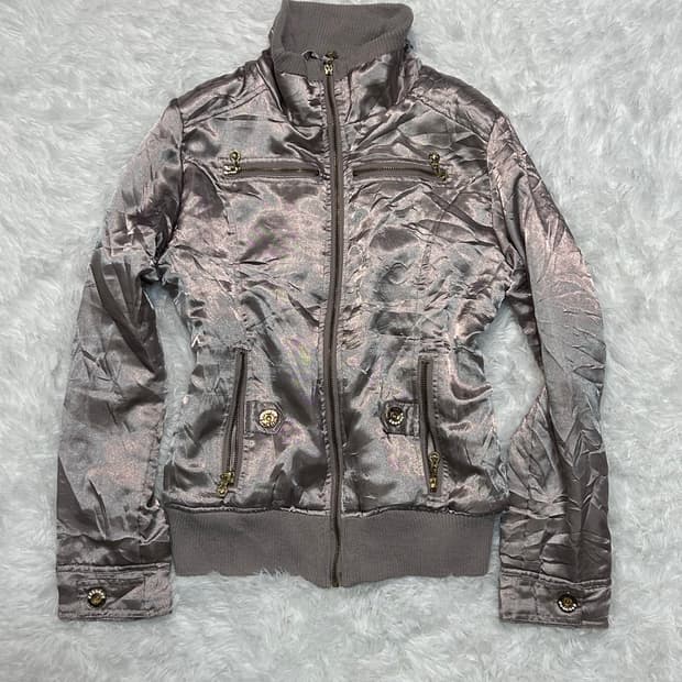 rosy y2k mood glitter bomber zip-up