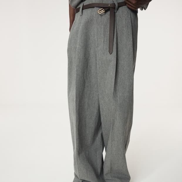 QUINCY WOOL BELTED PANTS (MELANGE GREY)