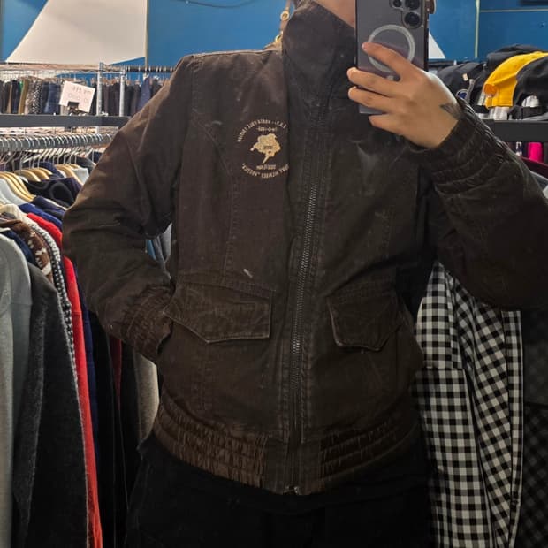 착샷)00s Y2K 타미힐피거 빈티지 캔버스 워크자켓 퍼 쉐르파 털 M