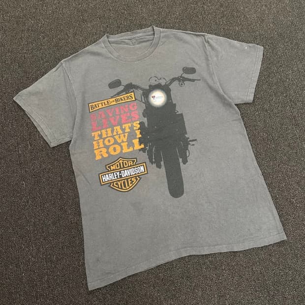 S) 할리데이비슨 프린팅 빈티지 반팔 티셔츠