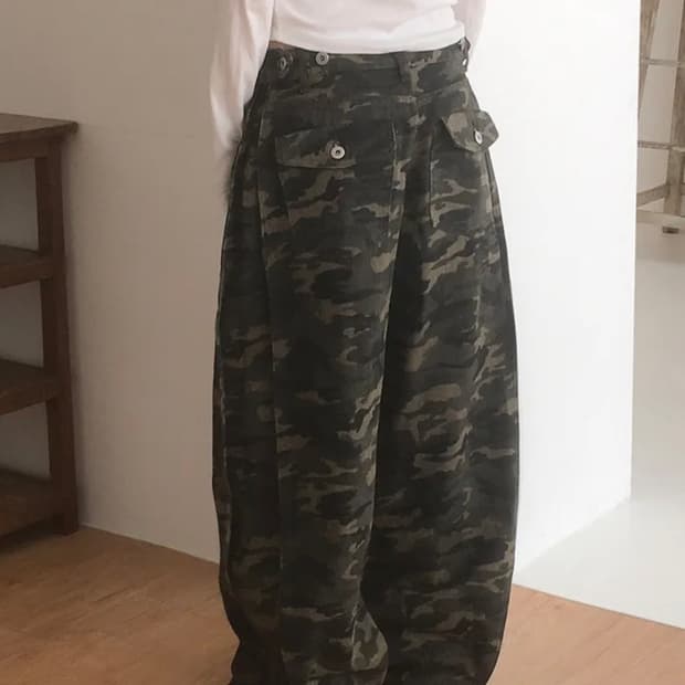 카모플라쥬 와이드팬츠 