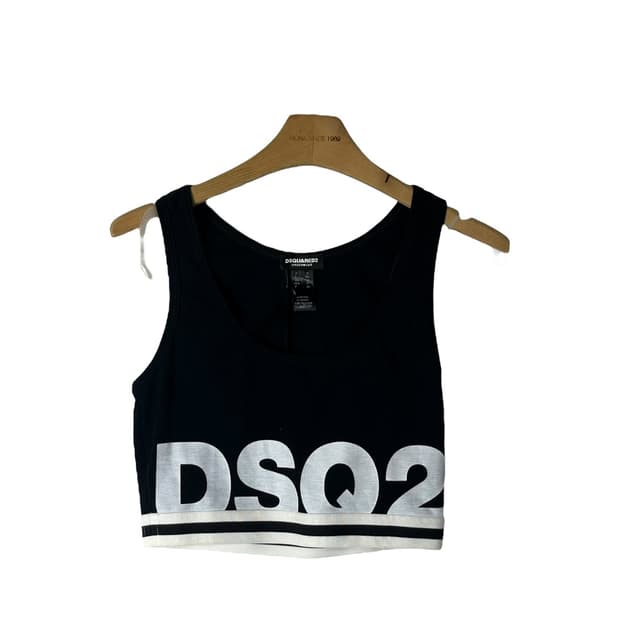 [DSQUARED2] 디스퀘어드2 로고 밴딩 크롭 슬리브리스 (새상품)