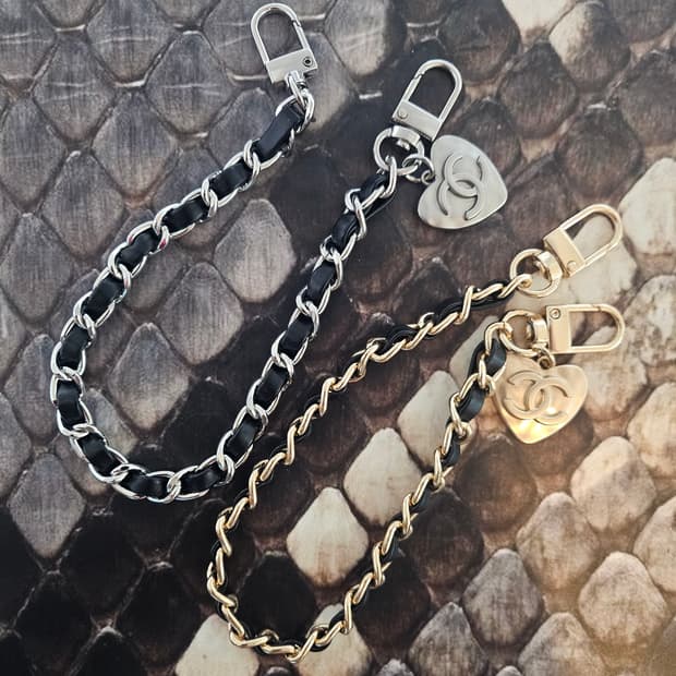 샤넬 정품 빈티지 백참 체인, 업사이클링 손목 스트랩 키링