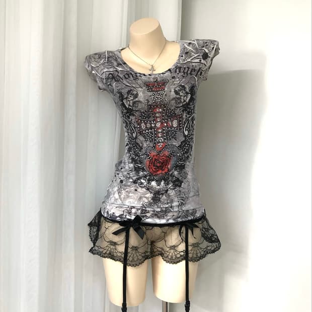 EGOIST angel cross graphic cubic top