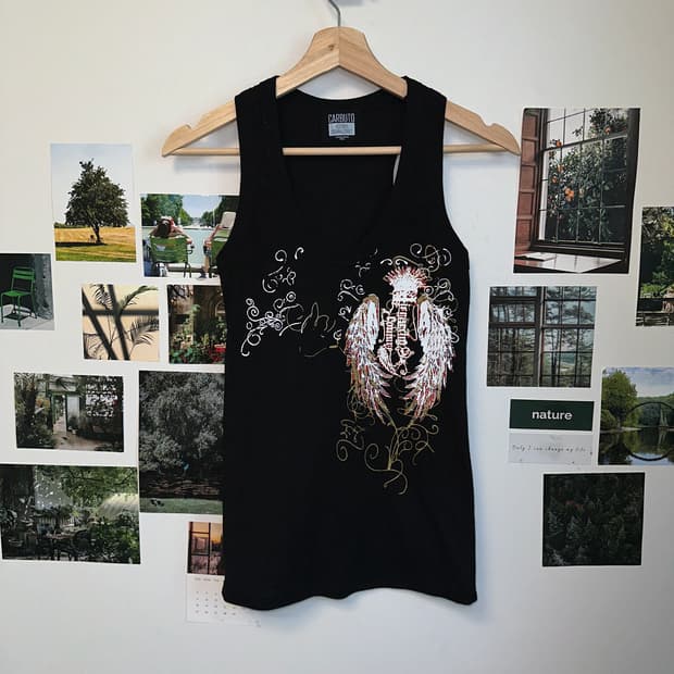 Black punk wings graphic 슬리브리스