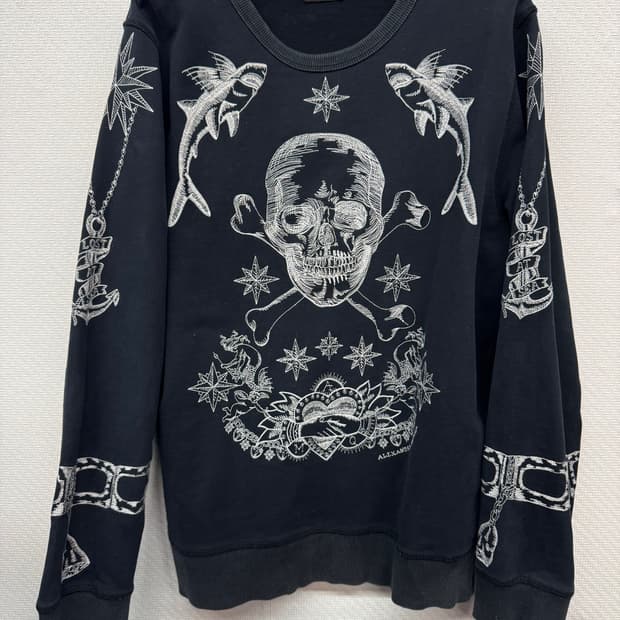 알렉산더 맥퀸 스컬 자수 빈티지 맨투맨 L(M~L) 남여공용