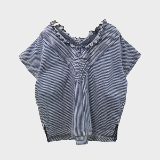 45RPM 데님 러플 블라우스 66218