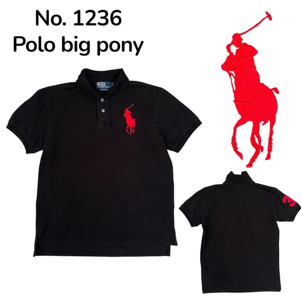 90s 폴로 빅포니 커스텀핏 레드포니 대대장 반팔 카라티 티셔츠 L