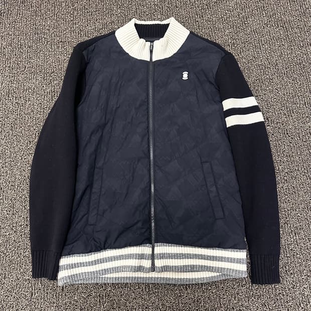 와이드앵글 남성 골프웨어 니트 집업 점퍼 블랙 100(L)