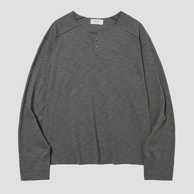[데일리룸 PICK]VTG 인터록 헨리넥 롱슬리브 [차콜] / XL