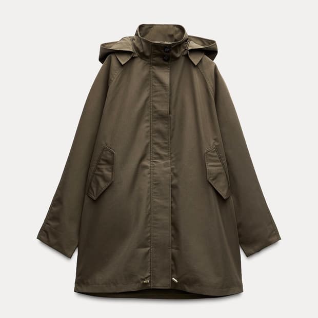 자라 워터 리펠런트 후드 트렌치 코트