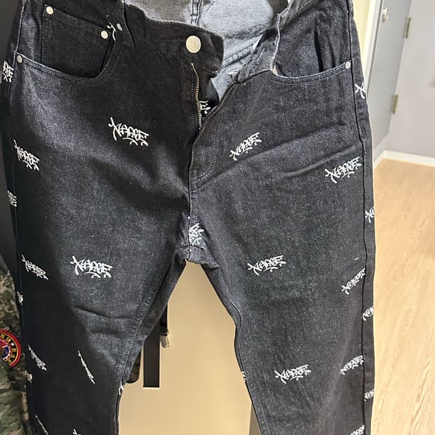 X-large 로고 흑청 데님