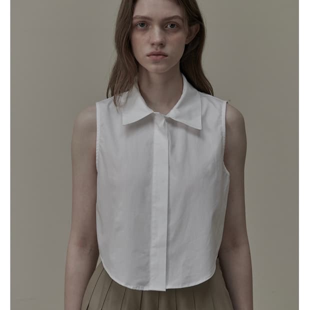 마우솔레움 슬리브리스 코튼 셔츠 화이트