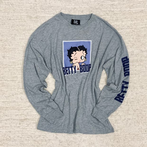 Gray Betty Boop Long-Sleeve Tee
