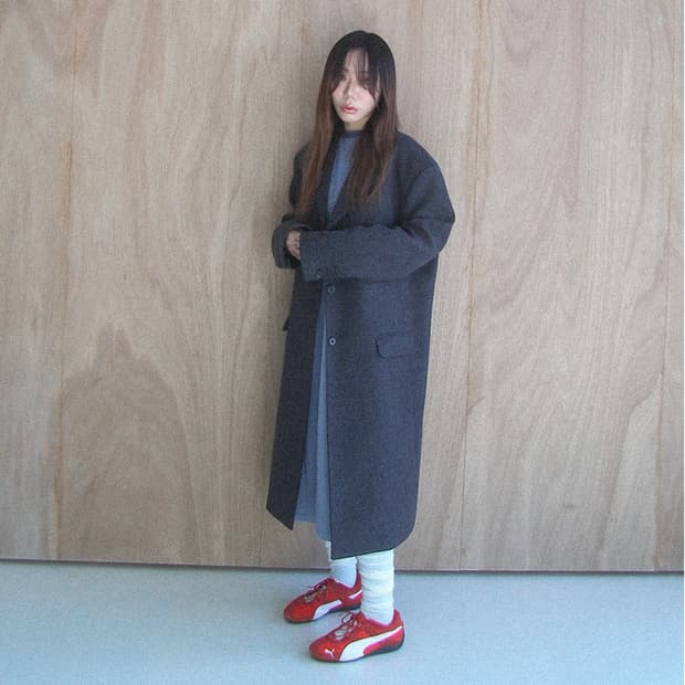 김프티 오버사이즈 싱글 울 롱코트