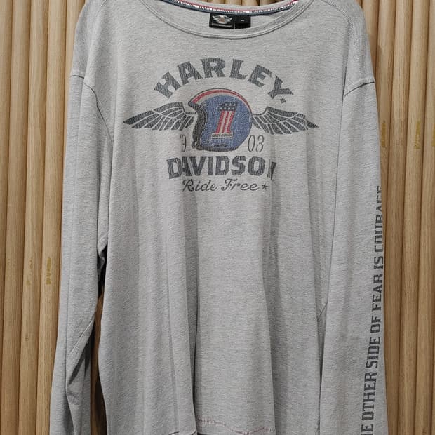 무배) 할리 데이비슨 프린팅 긴팔티셔츠 - 2XL