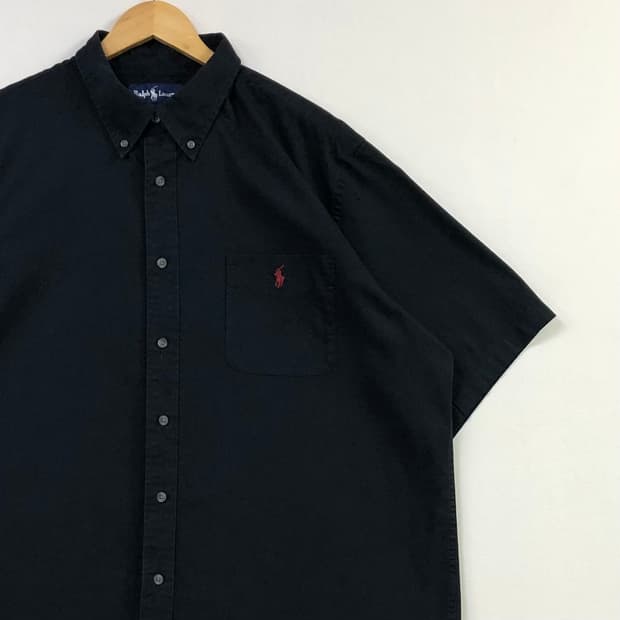 XL 폴로 블랙 솔리드 셔츠